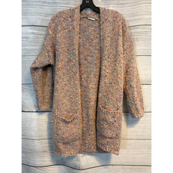 Sienna Sky Speckled Colorful Pink Cardigan Sweater With Pockets Size S - Picture 1 of 3